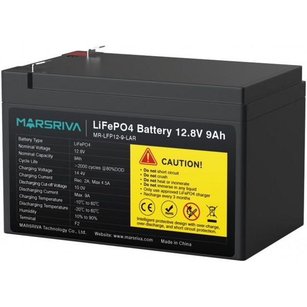 Аккумулятор литиевый MR-LFP12-9-LAR LiFePO4, 12.8В/9.0Ач MARSRIVA — изображение 3